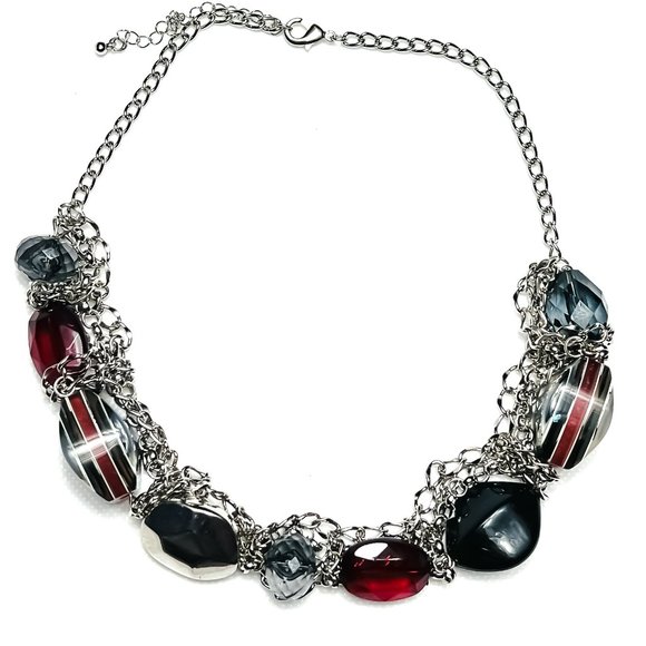 Chain and Bead Statement Necklace - Picture 1 of 3